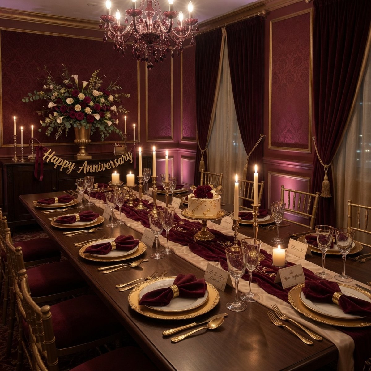 Private celebration tables set with champagne glasses